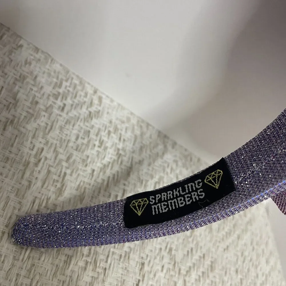 Sparkling Member Womens Purple Glittery Minnie Ears Headband with Bow Set of 2